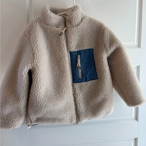 Eva Chen x HM Cozy Cream Kids Jacket with Blue Pocket